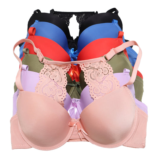 Angelina Satin Bikini Panties with Lace Waist Design (6 or 12 Pack), #B120