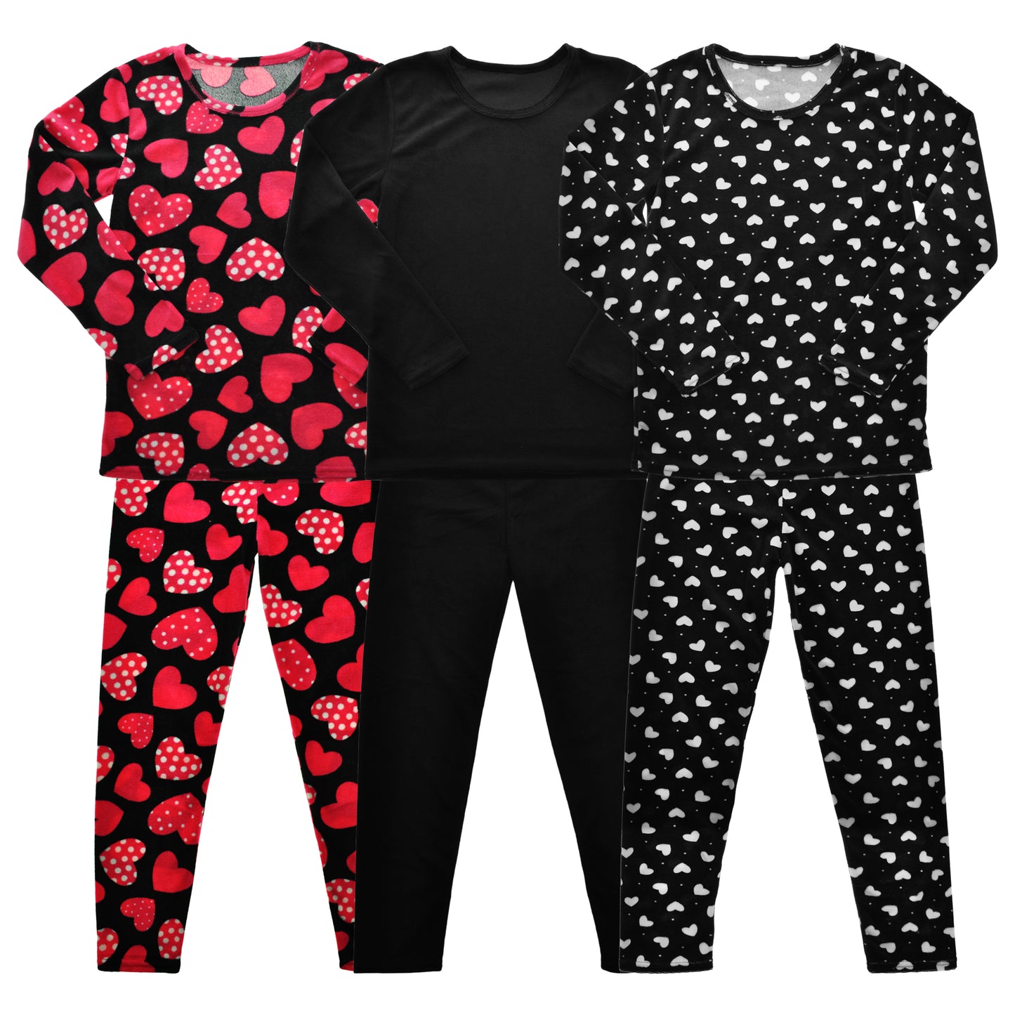 Angelina Girls Velvet Assorted Pattern Lounge Sets (3-Pack), #0041SET