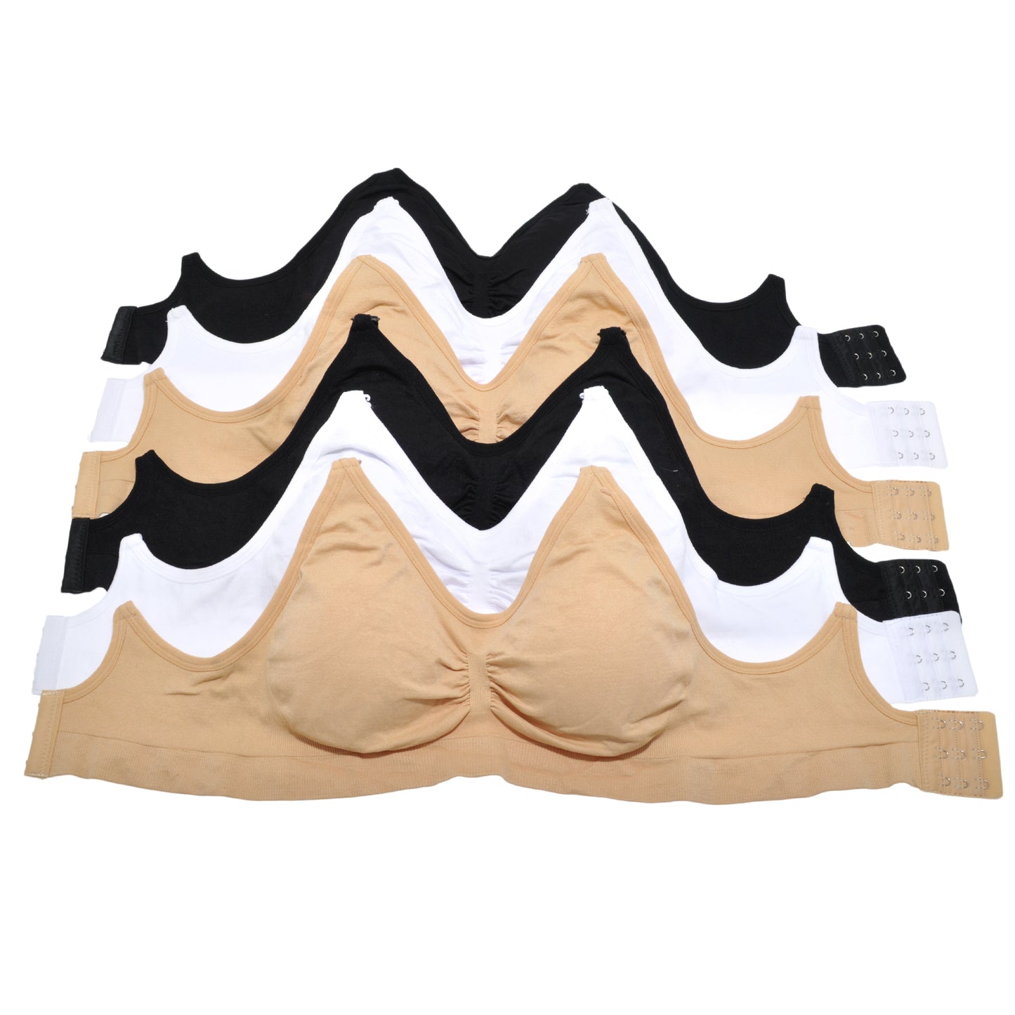 Angelina Seamless U-Back Bralette with Adjustable Straps (6-Pack)