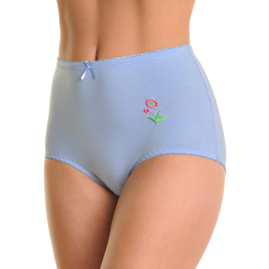 Angelina Cotton High Waist Briefs with Floral Embroidery (12-Pack), #GM0972P