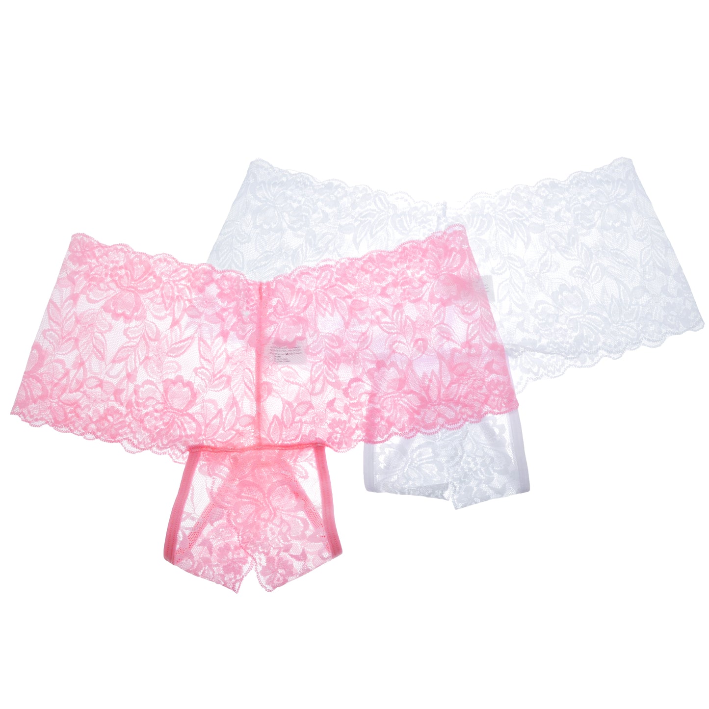 Angelina Open-Crotch Cheeky Boxers with Floral Lace Design (2-Pack), #G3252