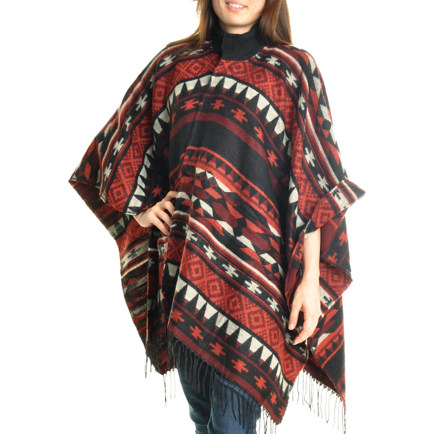 Angelina Soft Woven Southwestern Print Fringe Blanket Ponchos (12-Pack), #WINTER_BLANKET_PON