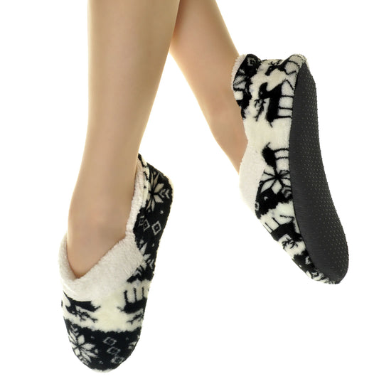 Angelina Snuggly Slip-Resistant Christmas Deer Slipper Socks (12-Pack), #WF1134