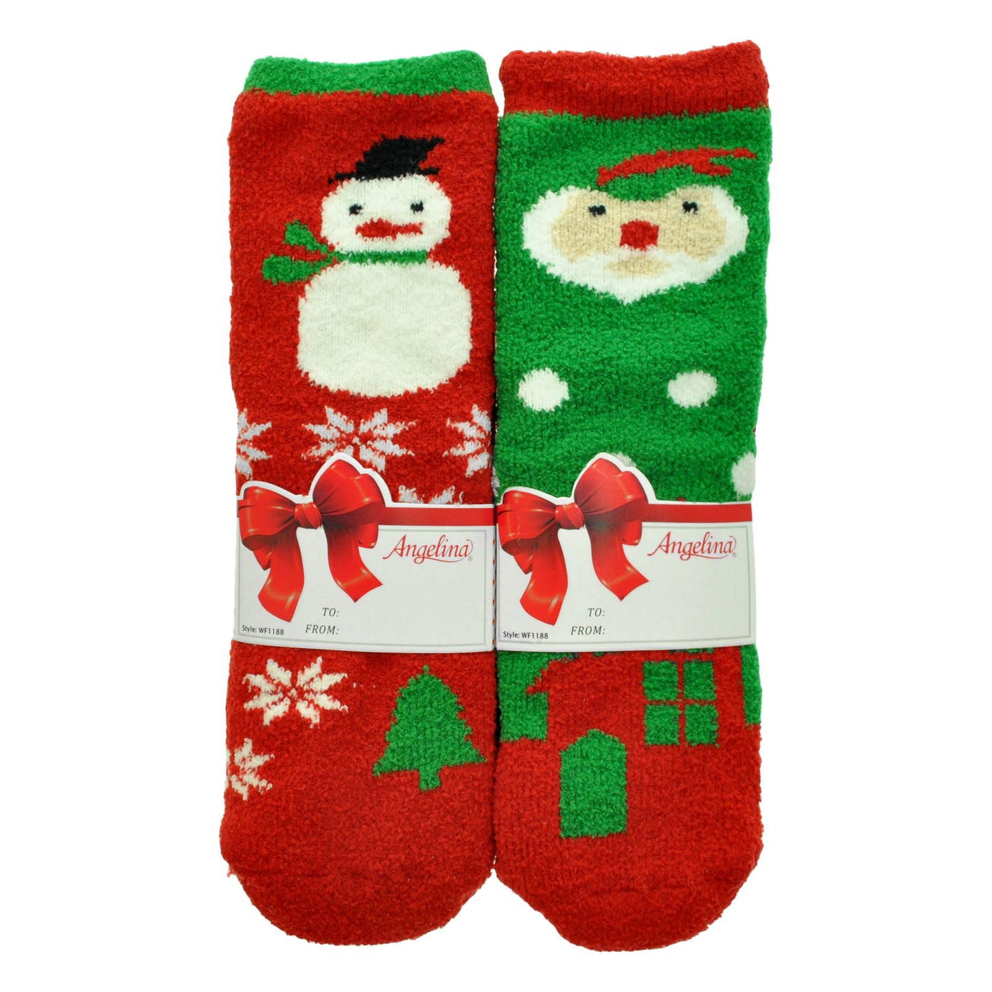 Angelina Double-Layer French Terry Cozy Socks w/ Non-Skid Bottom (12-Pairs), #WF1188