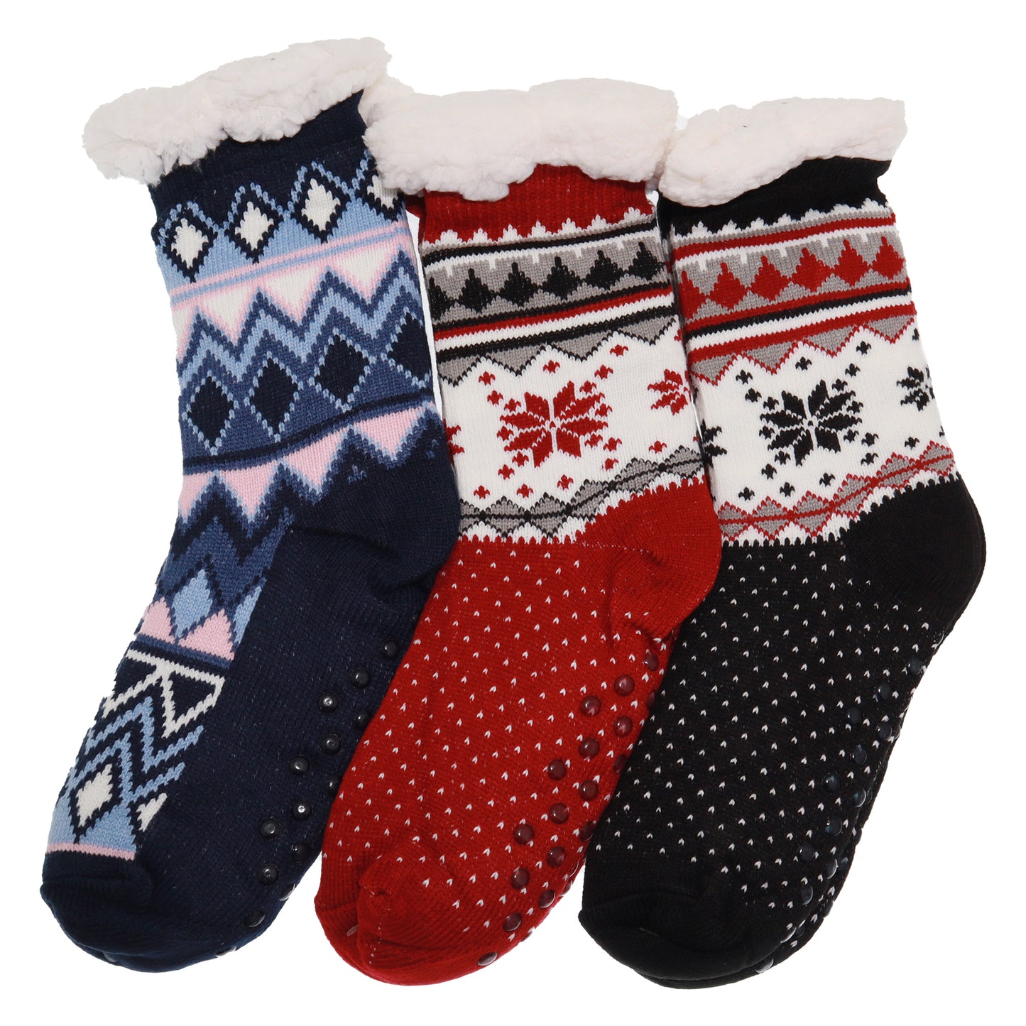 Angelina Winter-Weight Sherpa-Lined Knitted Thermal Crew Socks (3-Pairs), #WF1911