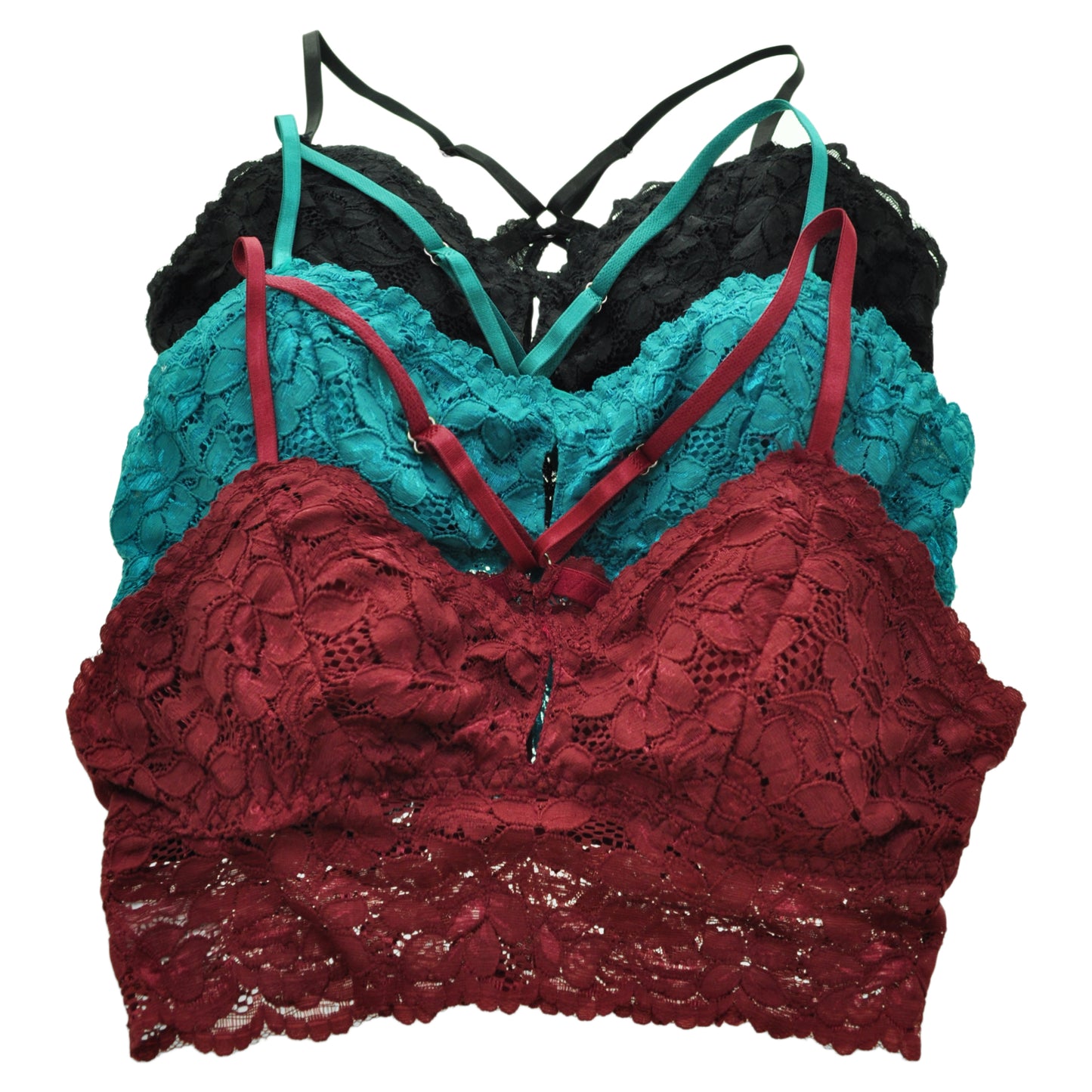 Angelina Floral Lace Racerback Bralette (3 or 6 Pack), #B305