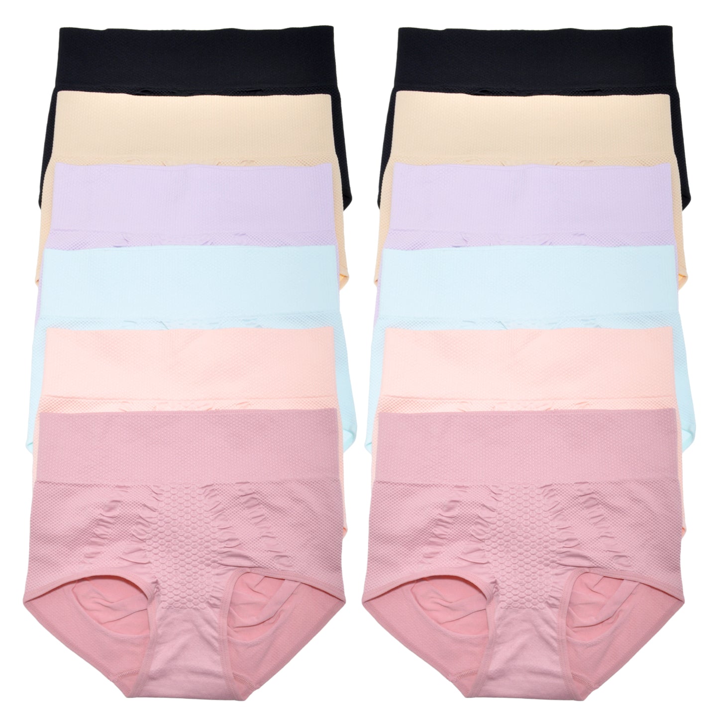 Angelina Seamless High Waist Microfiber Control Briefs (12-Pack), #SE888
