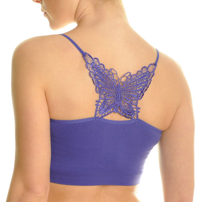 Angelina Seamless Racerback Bralettes with Butterfly Applique Design (12-Pack), #SE1026