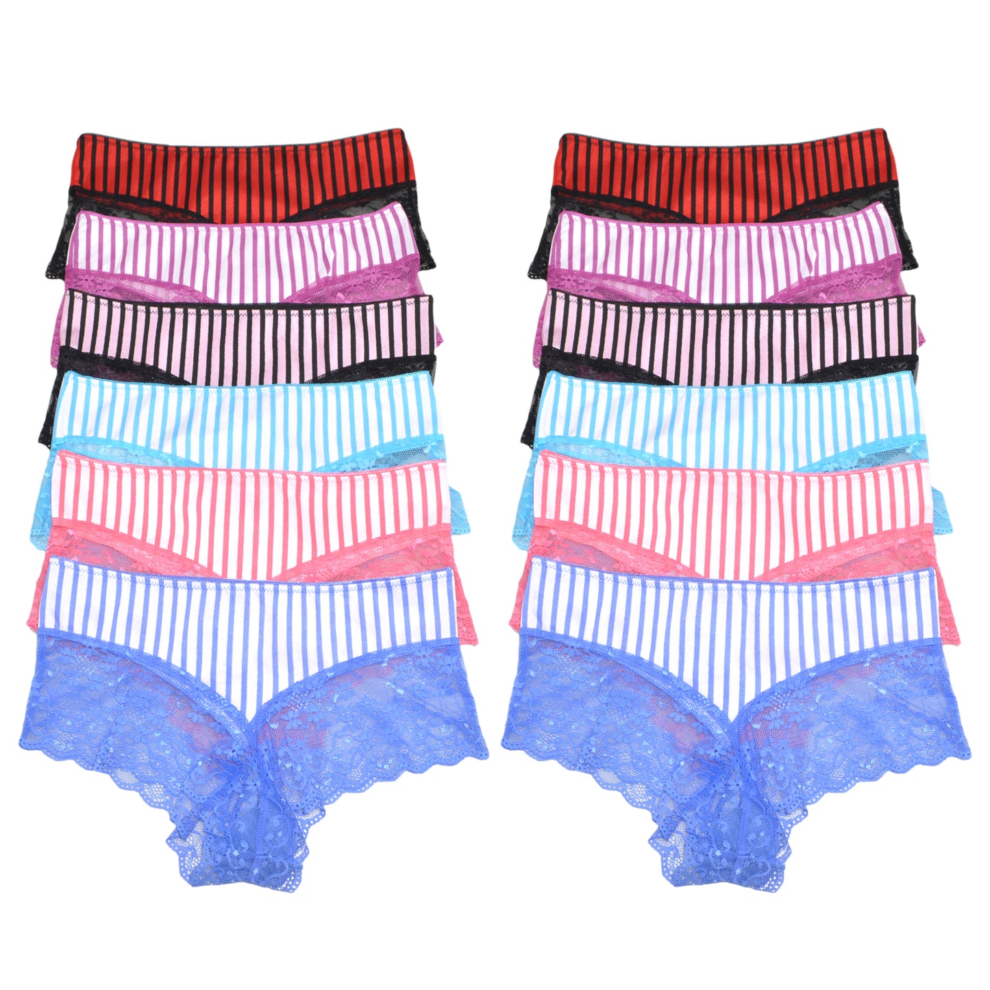 Angelina Matching Cheeky Bikini Panties with Stripe Print Design (6 or 12 Pack), #B990