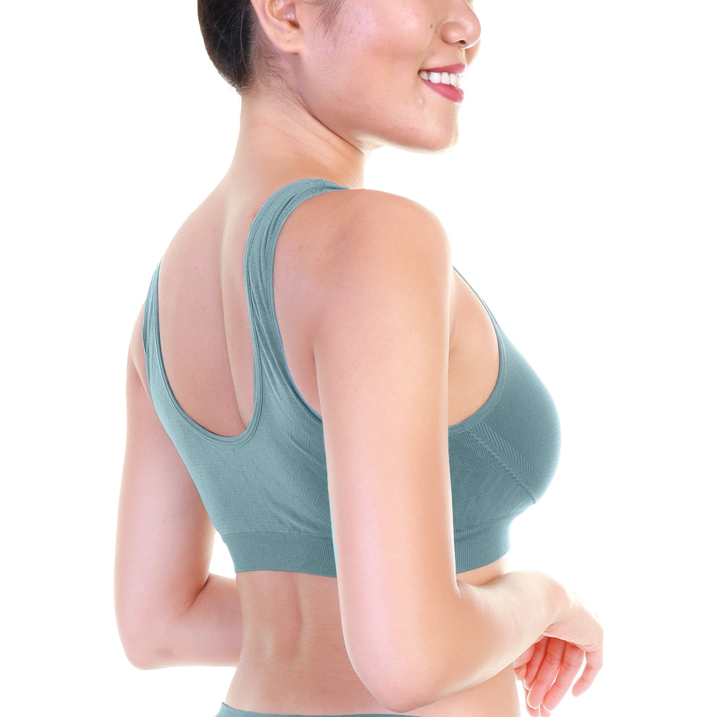 Angelina Seamless Wire-Free U-Back Bralettes with Diamond Pattern (6 Pack), #SE974