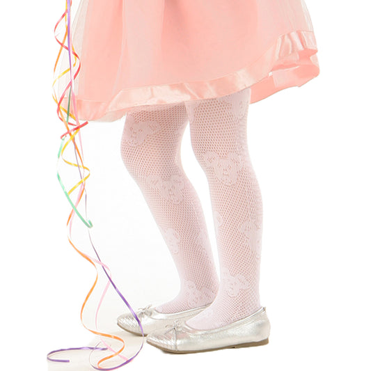 Angelina Girls Teddy Bear Lace Pantyhose (6-Pack), #1964