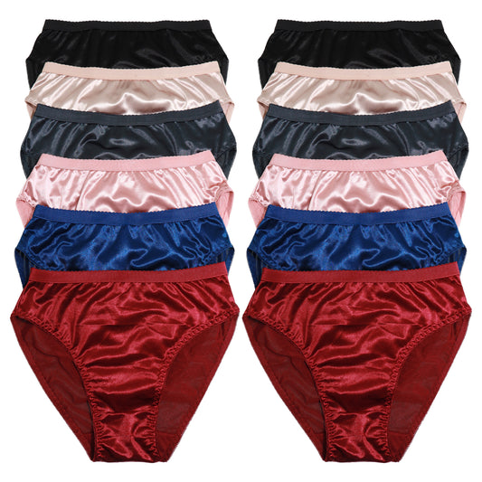 Angelina Classic High-Cut Satin Briefs (12-Pack), #4919