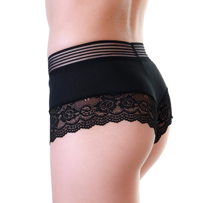 Angelina Cotton Boyshort Panties with Leg Lace Accent (12-Pack), #G6812