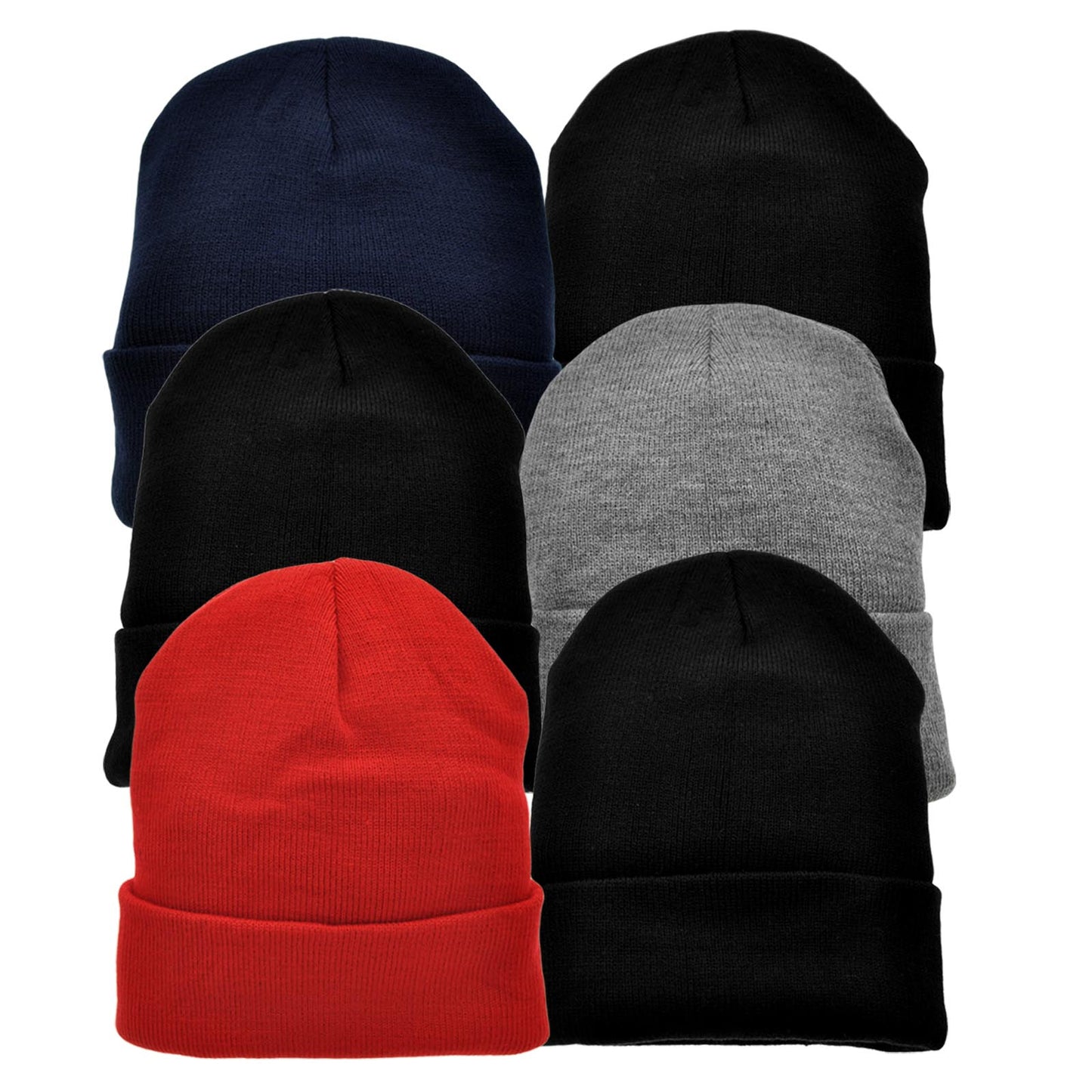 Swan Knit Basic Color Unisex Adult Beanies Cap Hat (6-Pack), #WH0063