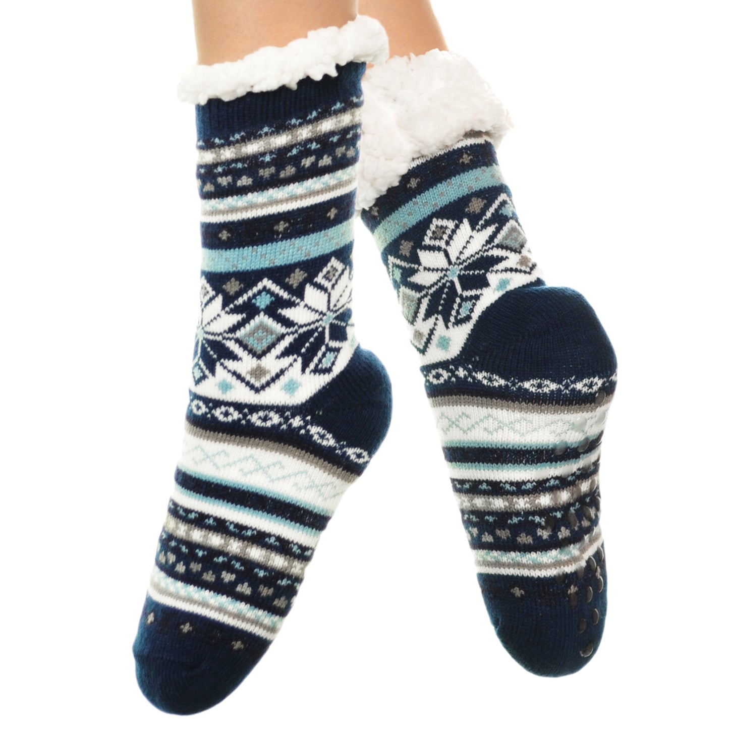 Angelina Winter-Weight Sherpa-Lined Knitted Thermal Crew Socks (3-Pairs), #WF1911