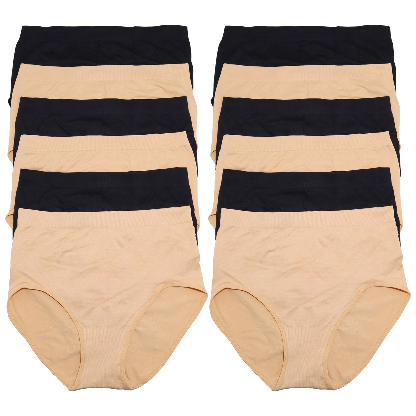 Angelina Seamless Plus Size High-Waist Brief Panties (12-Pack), #G075X