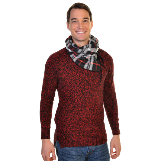 Angelina Unisex Plaid Winter-Weight Fleece Scarves with Fringe (12-Pack), #WN0908