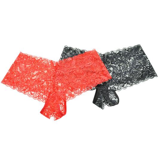 Angelina Open-Crotch Cheeky Boxers with Floral Lace Design (2-Pack), #G3252