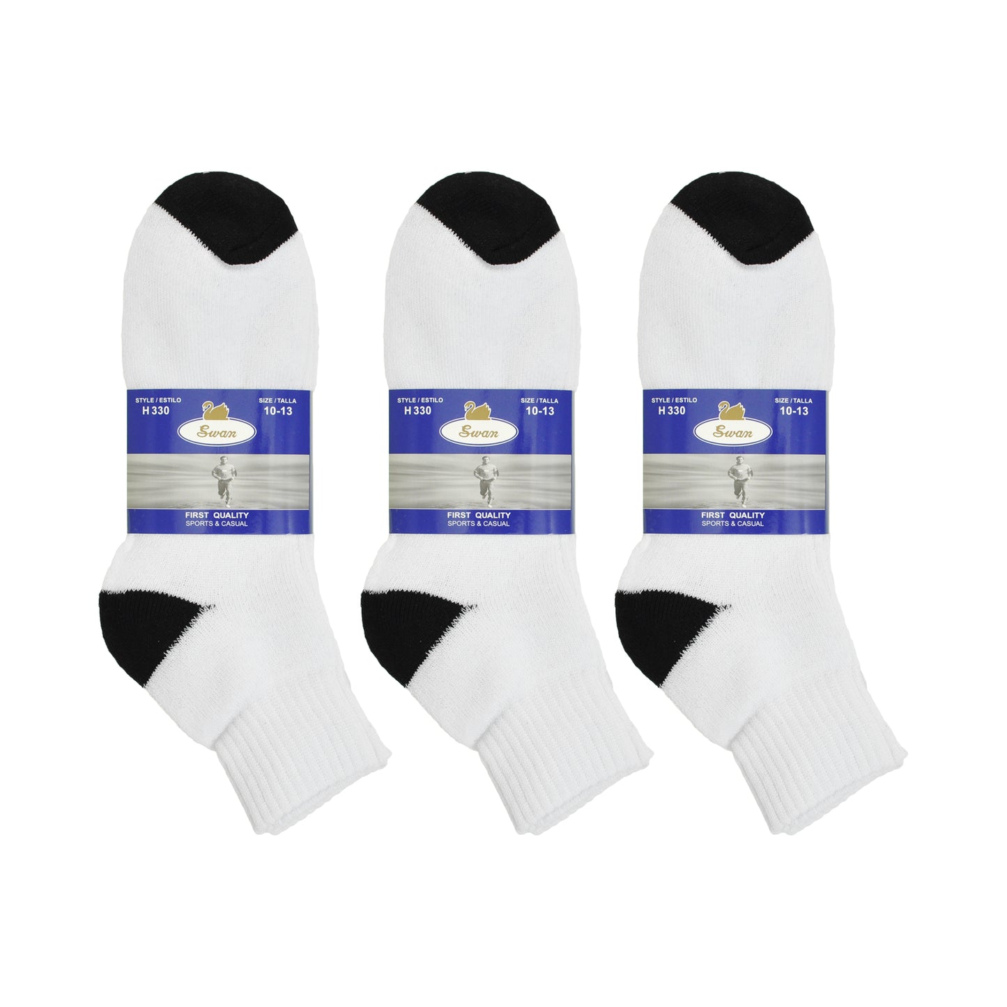 Swan Unisex Cotton Blend Quarter Socks (12-Pairs), #H330