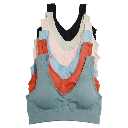 Angelina Seamless Wire-Free U-Back Bralettes with Diamond Pattern (6 Pack), #SE974