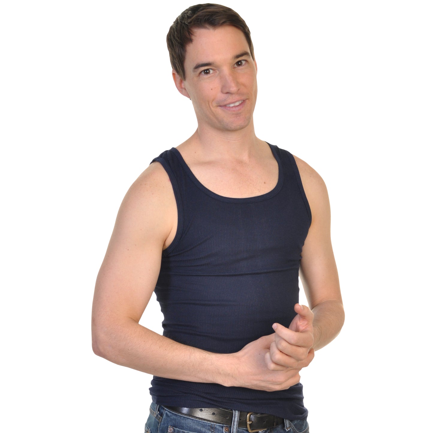 Swan Color Ribbed Slim Fit Basic A-Shirts Tank Top (12-Pack), #6401