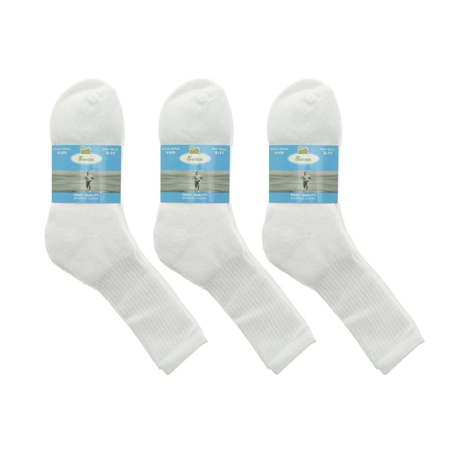 Swan Unisex Sports Socks (12-Pairs), #H939