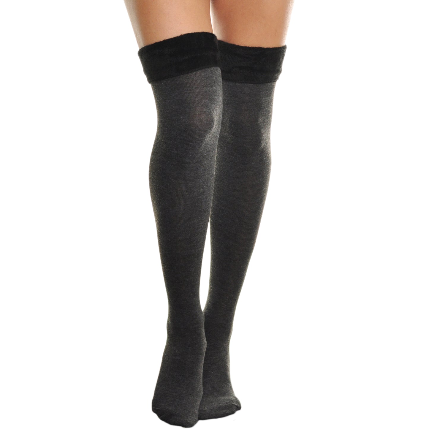 Angelina Winter Faux Fur Trim Knee Socks (6-Pack), #WF1153