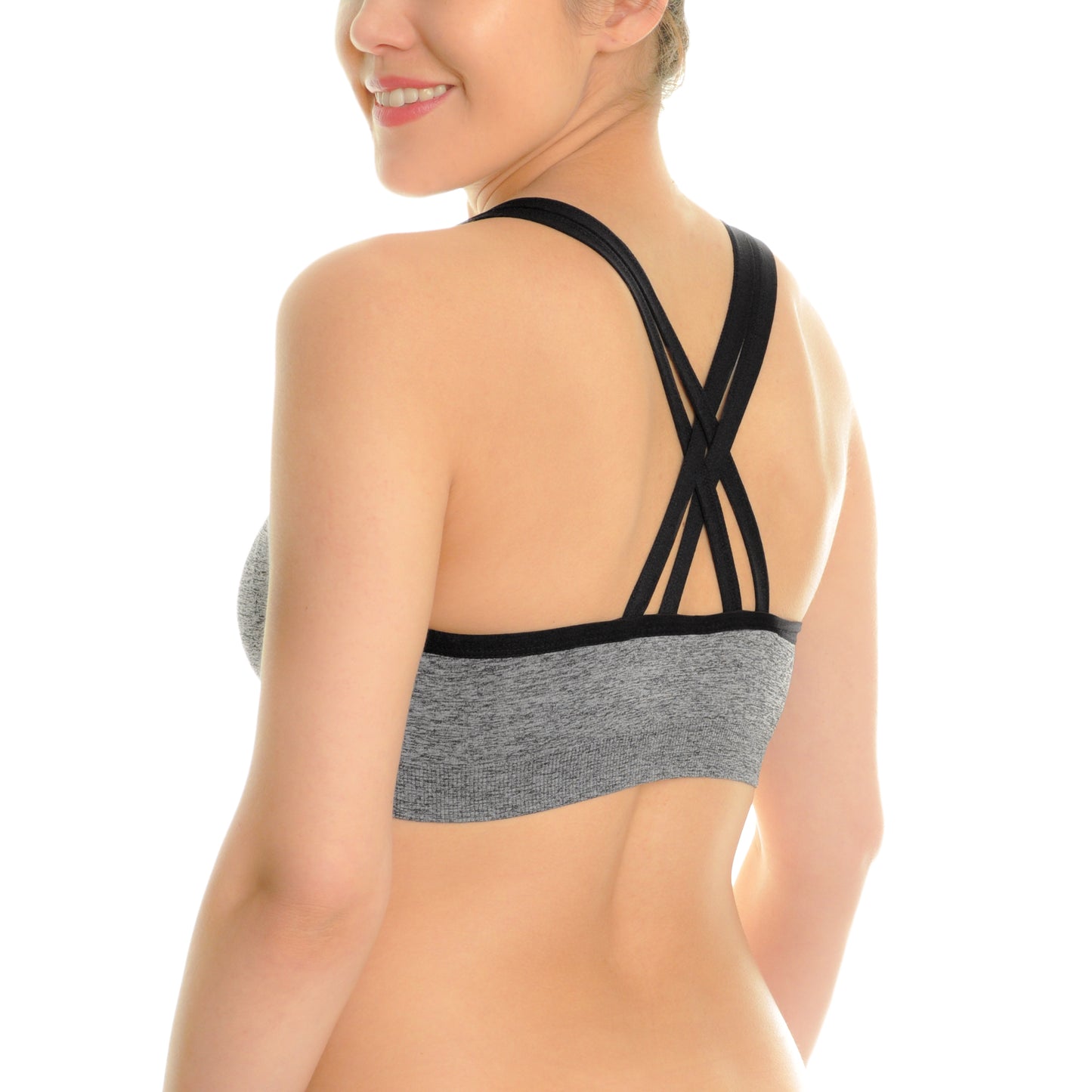 Angelina Wire-Free Seamless Sports Bra with Cross-Back (3-Pack), #SE852