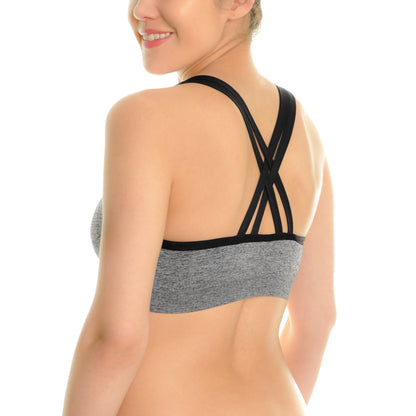 Angelina Wire-Free Seamless Sports Bra with Cross-Back (3-Pack), #SE852