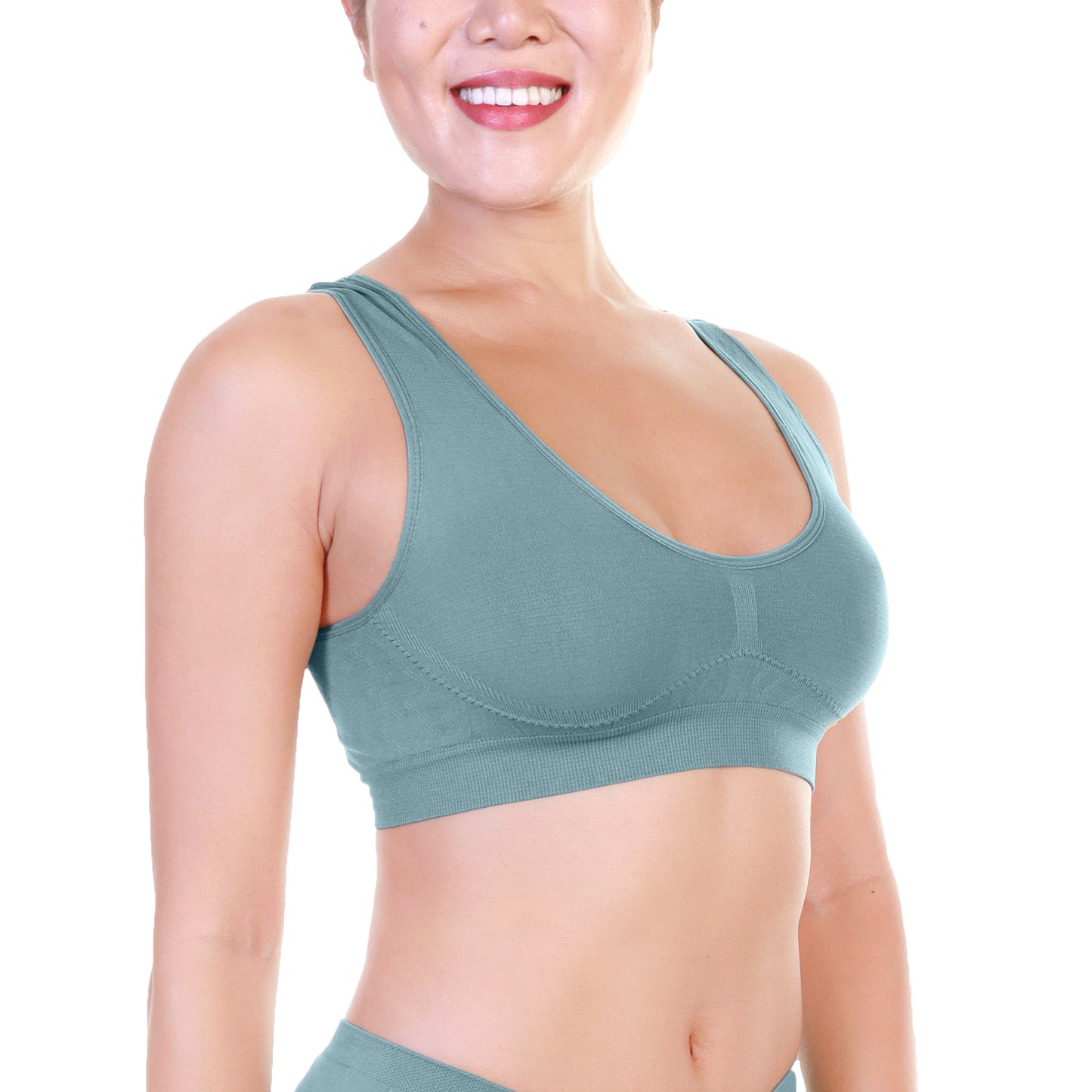 Angelina Seamless Wire-Free U-Back Bralettes with Diamond Pattern (6 Pack), #SE974
