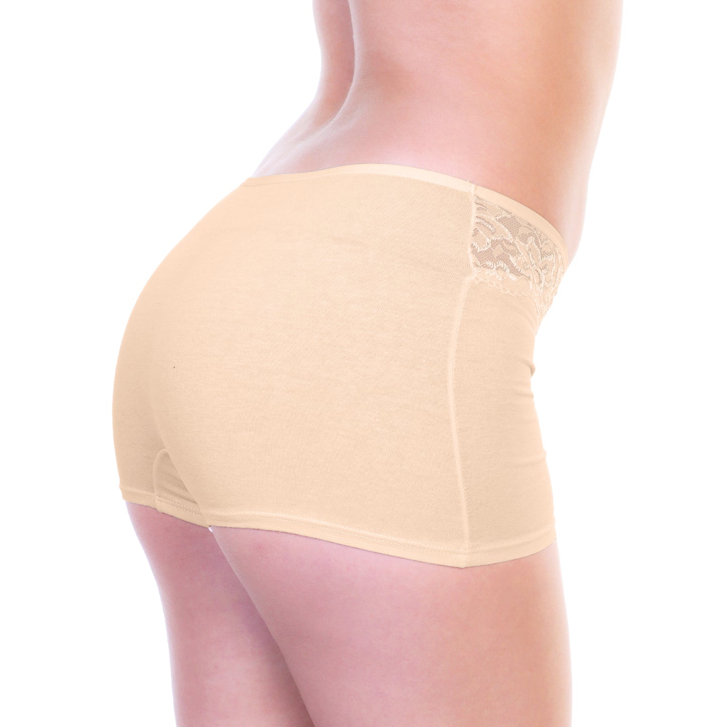 Angelina Classic Cotton Boyshort Panties with Lace Accent (12-Pack), #G6660