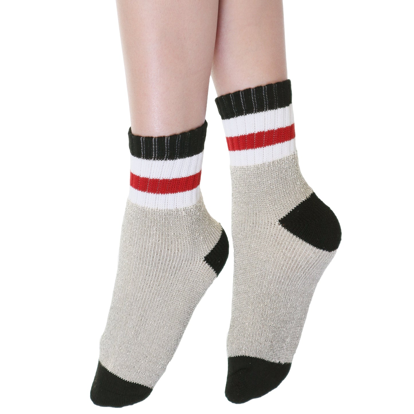 Angelina Unisex Quarter Socks with Striped Pattern Cuff (3-Pairs), #2563