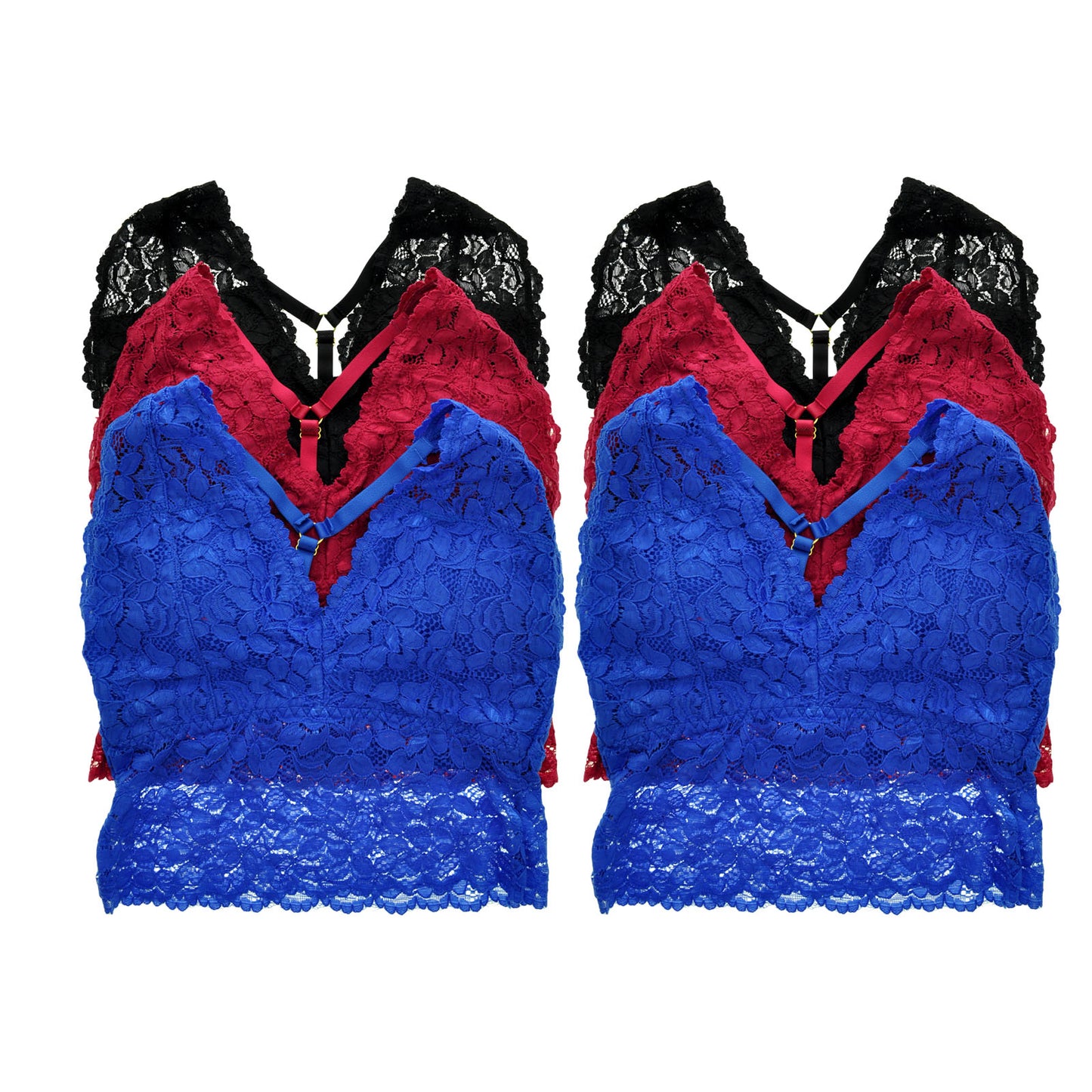 Angelina Wire-free Lace Longline Bralette with Adjustable Y-Strap (3 or 6 Pack), #B887