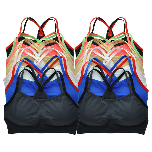 Angelina Seamless Racerback Bralette with Two-Tone Straps (12-Pack), #SE837