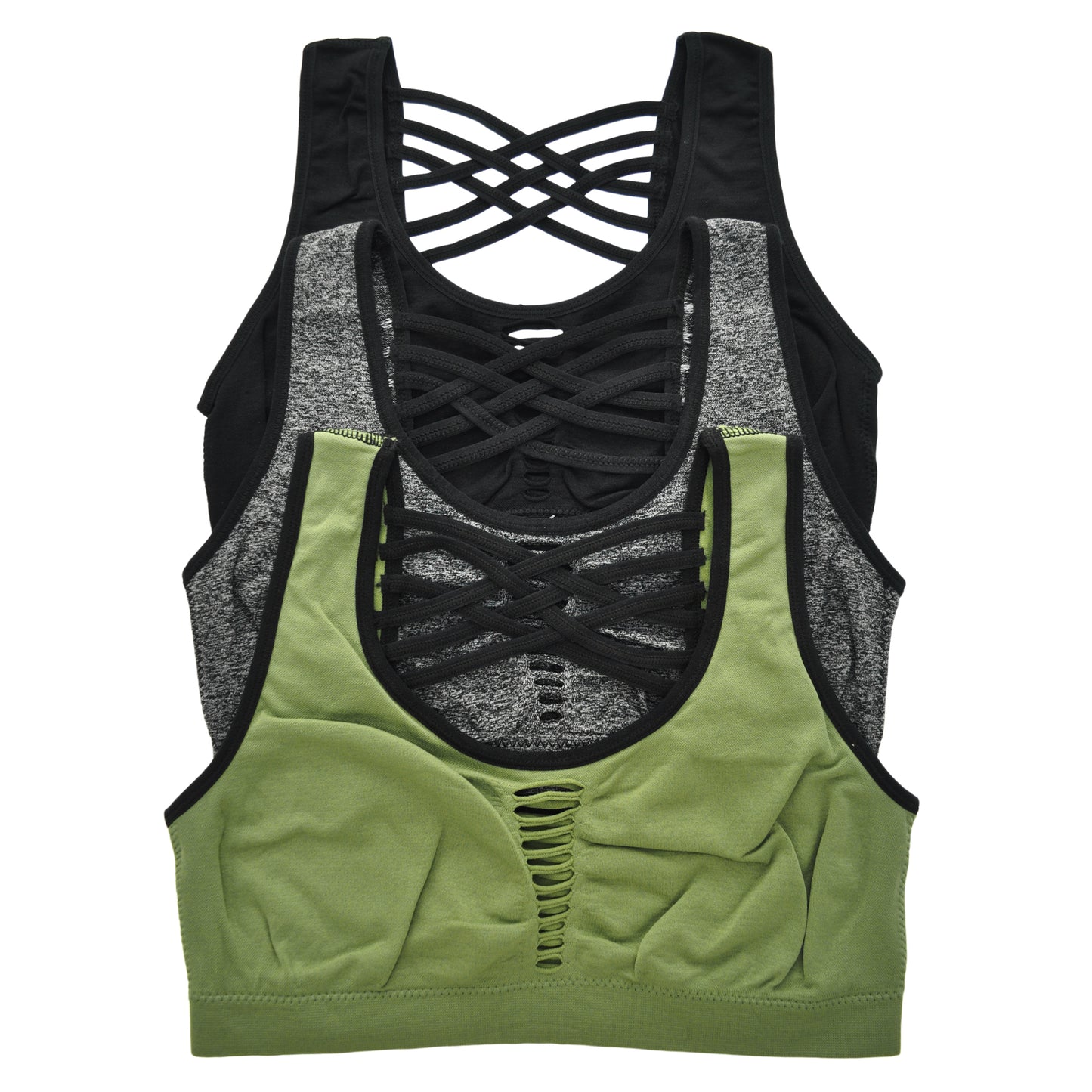 Angelina Seamless Wire-free Sports Bra with Strappy Back (3-Pack), #SE854