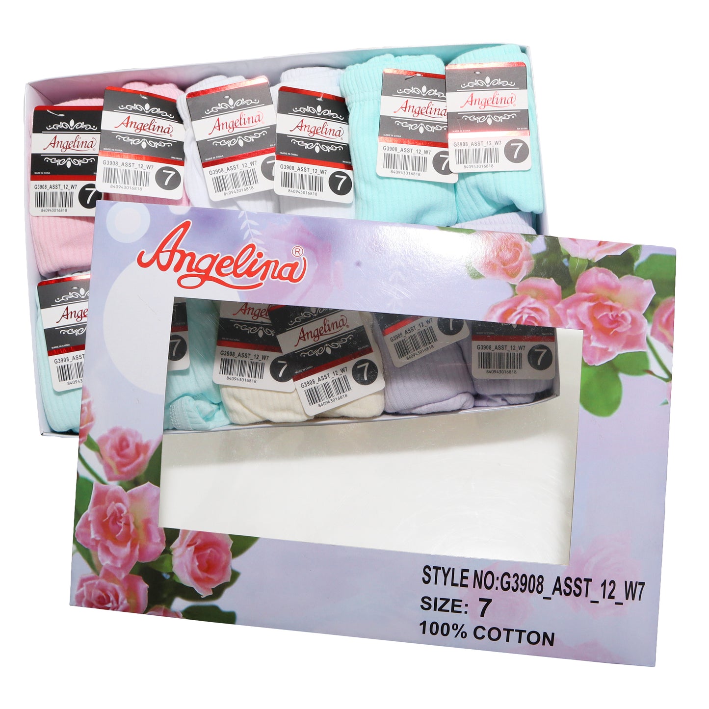 Angelina Cotton Classic Brief Panties with Rib Knit (12-Pack), #G3908