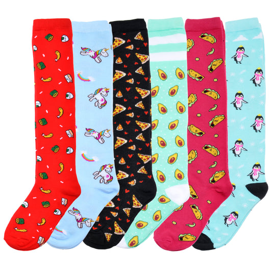 Angelina Novelty Foodie Knee-High Socks (6-Pairs), #2557