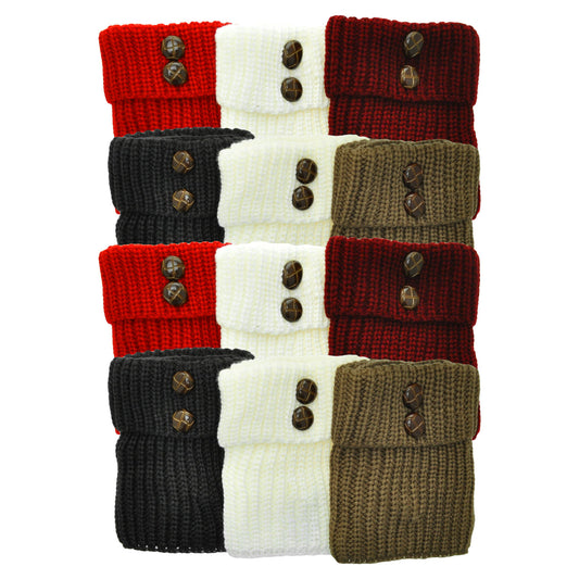 Angelina Knitted Boot Toppers with Textured Buttons (6 or 12 Pack), #WL1829