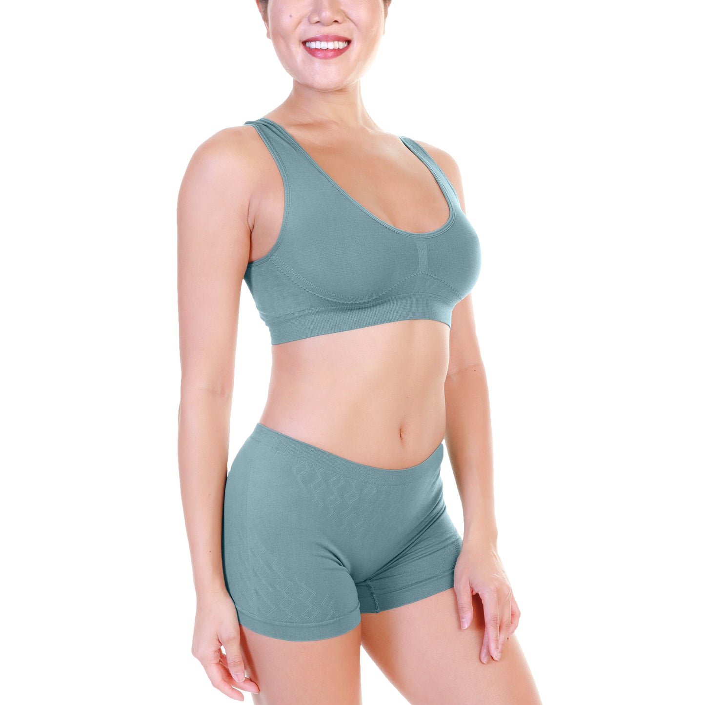 Angelina Seamless Wire-Free U-Back Bralettes with Diamond Pattern (6 Pack), #SE974