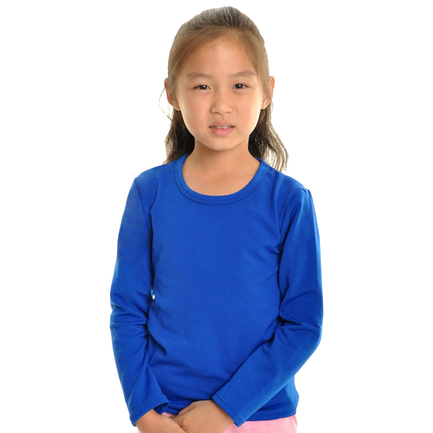 Angelina Girls' Brushed Fleece Long-Sleeve Crewneck Thermal Tops (6-Pack), #T7914