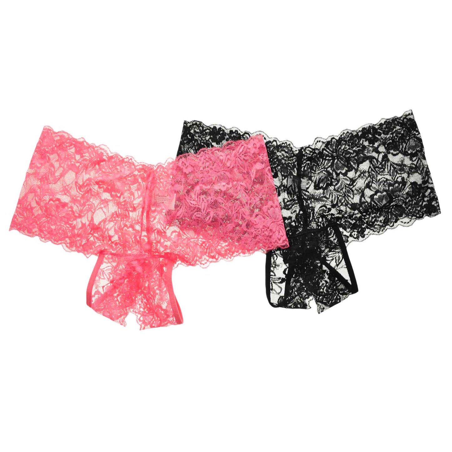 Angelina Open-Crotch Cheeky Boxers with Floral Lace Design (2-Pack), #G3252