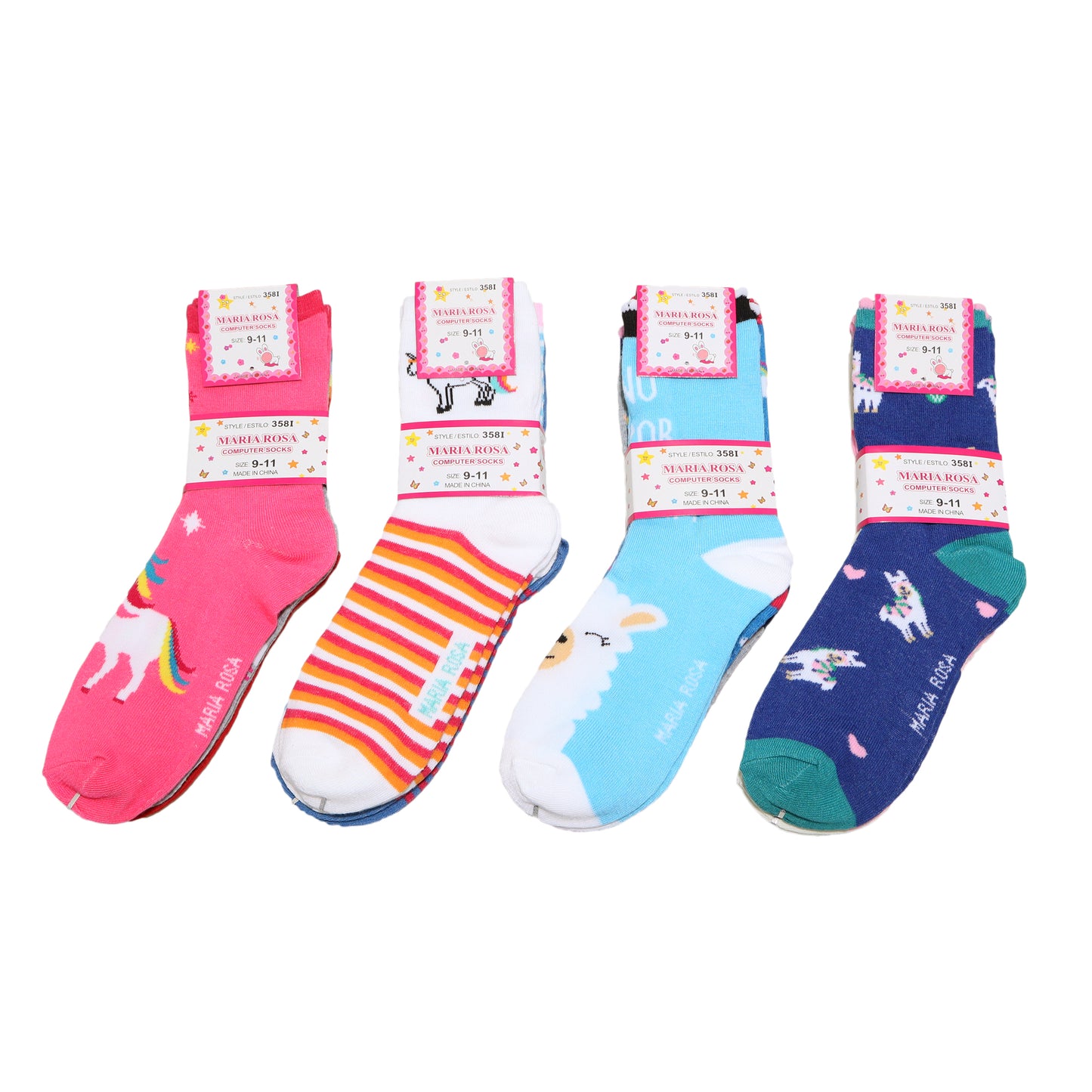 Maria Rosa Kid's Novelty Crew Socks (12-Pairs), #357