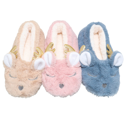 Angelina Winter-Weight Indoor Slipper Socks with Deer Design (3-Pairs), #WF1920