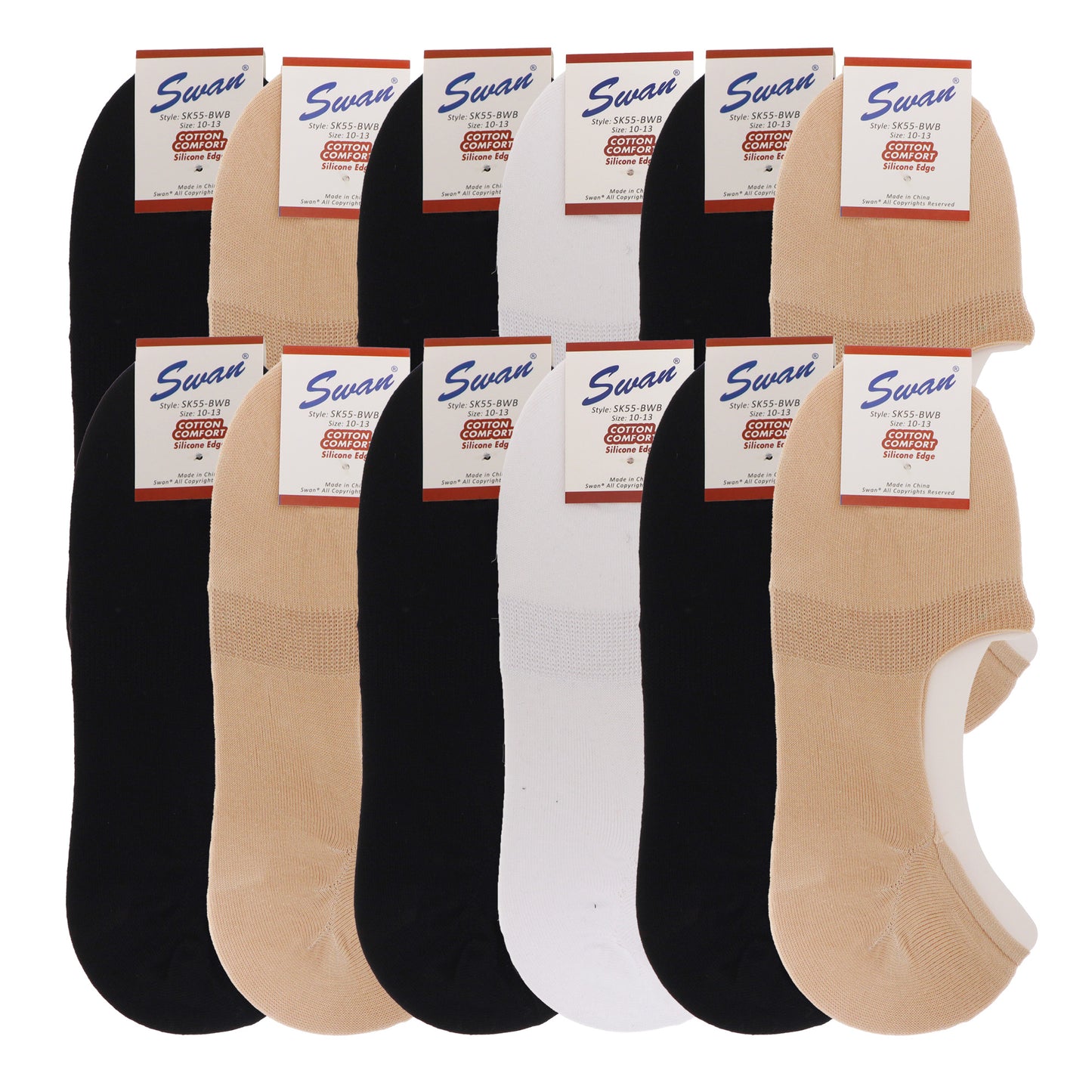 Angelina Comfort Liner Socks with Reinforced Arch (12-Pairs), #SK55