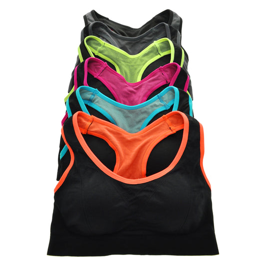 Angelina Seamless Racerback Sports Bra with Keyhole Detail (6-Pack), #SE879