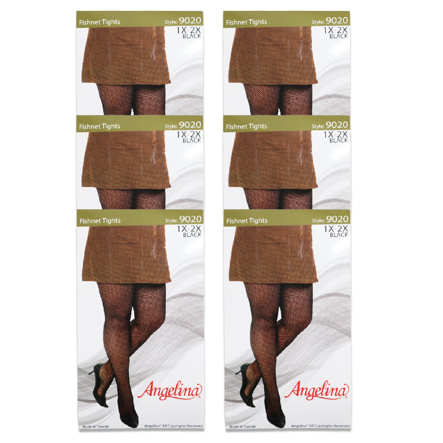 Angelina Plus Size Fishnet Pantyhose (6-Pack), #9020