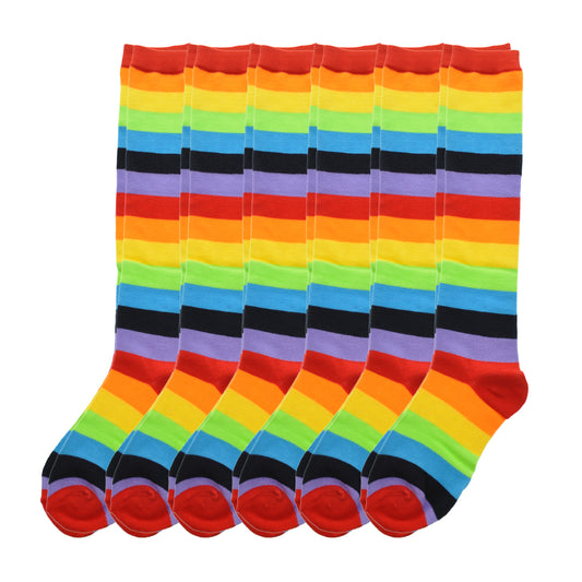 Angelina Rainbow Striped Knee-High Socks (6-Pairs), #2540