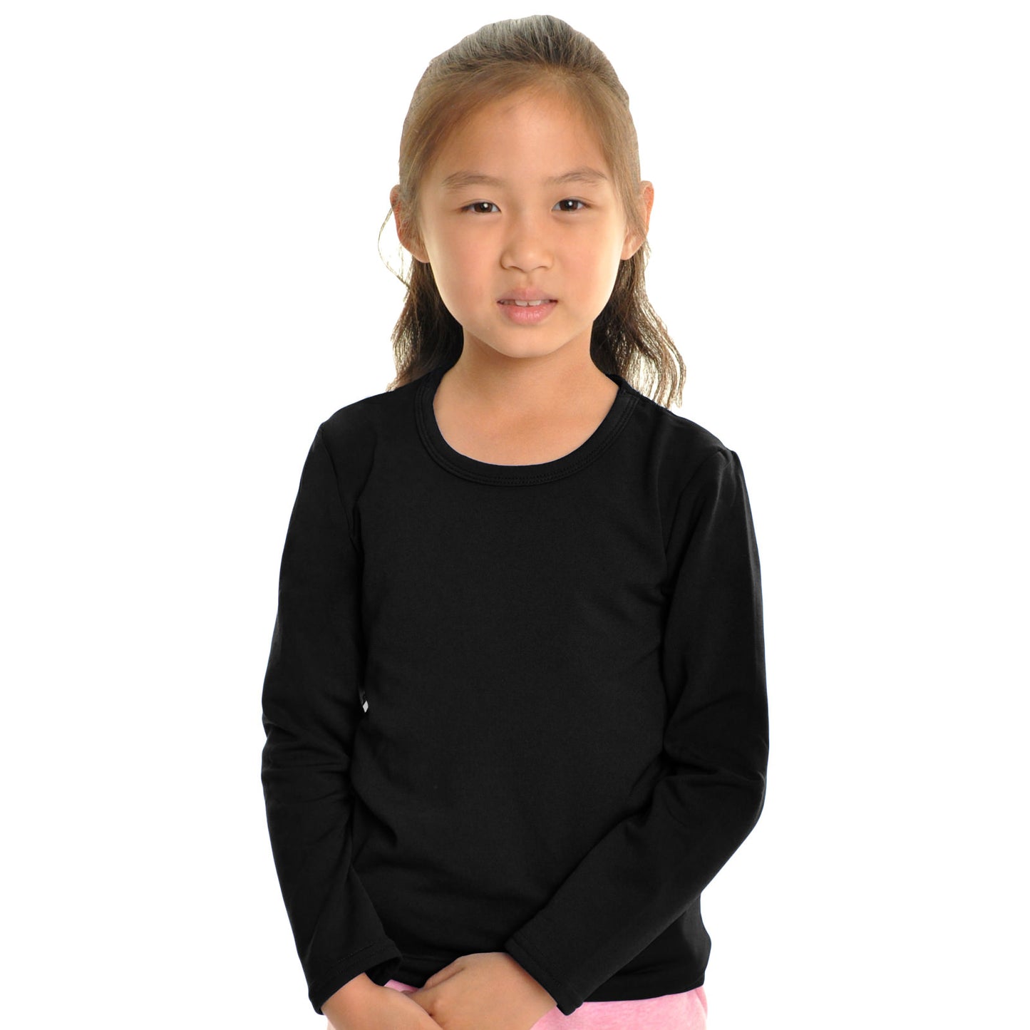 Angelina Girls' Brushed Fleece Long-Sleeve Crewneck Thermal Tops (6-Pack), #T7914