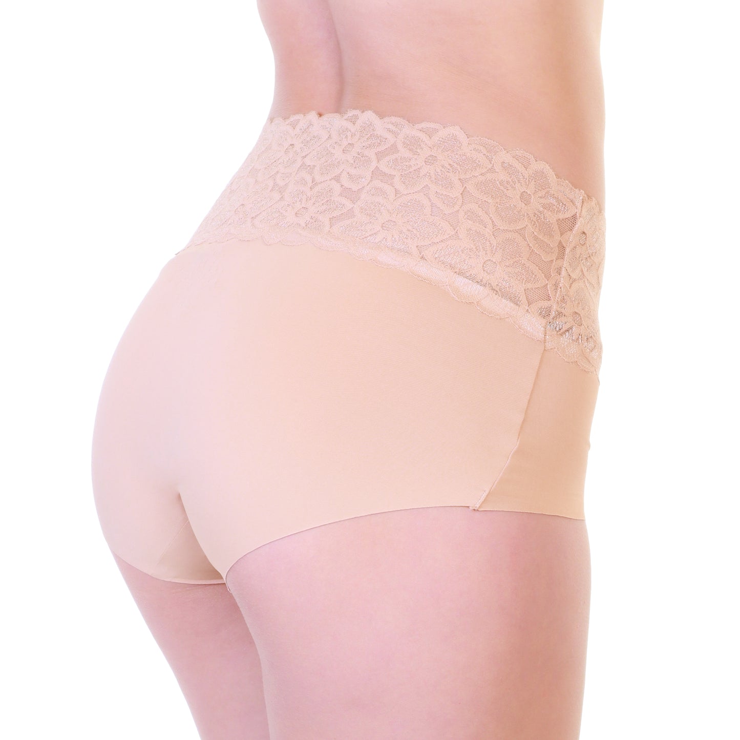 Angelina Laser Cut High-Rise Briefs with Lace Front Waistband Detail (12-Pack), #G6772