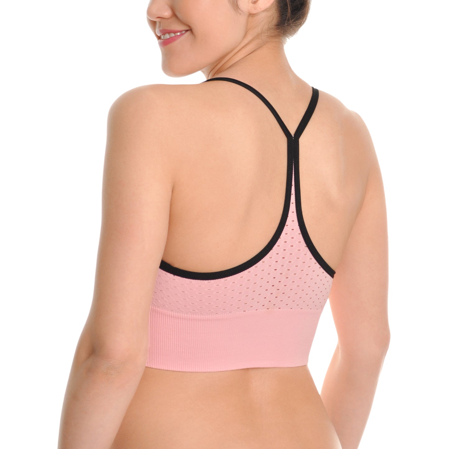 Angelina Seamless Long Line Bralette with Racerback Straps (3-Pack), #SE868
